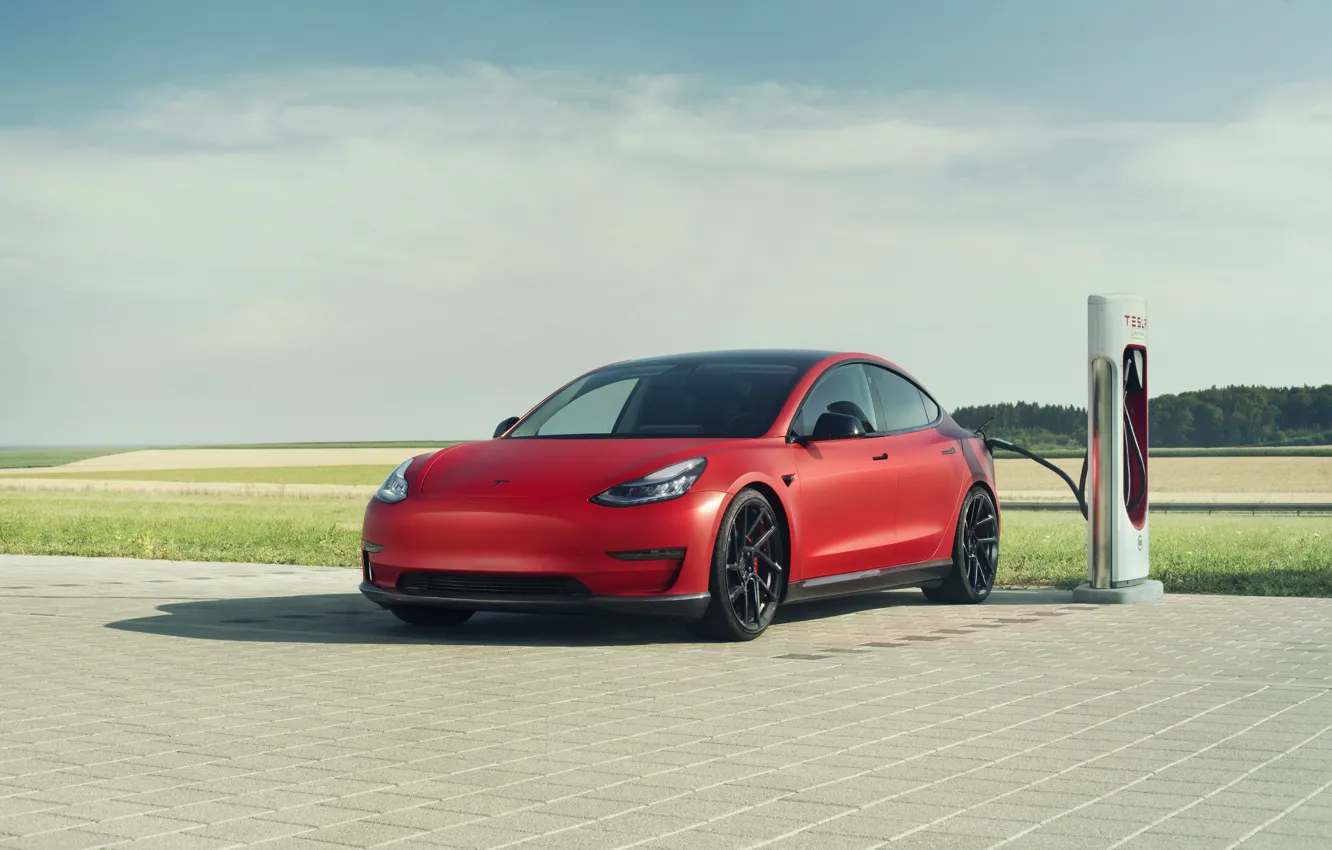 Фото обои Tesla, Novitec, Model 3, 2019