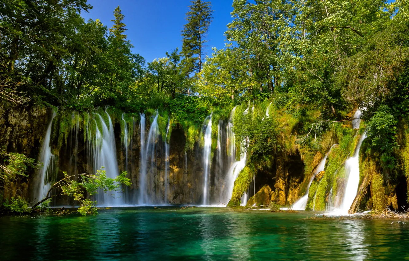 Фото обои водопад, Хорватия, Плитвицкие озера