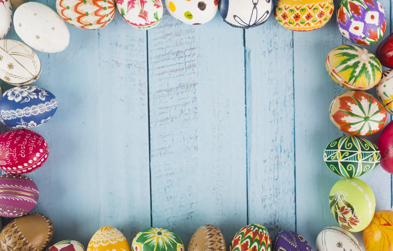 Фото обои яйца, пасха, Праздник, деревянный фон