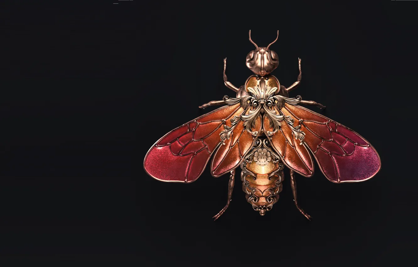 Фото обои арт, мушка, брошка, Sasha Vinogradova, Jewel wasp