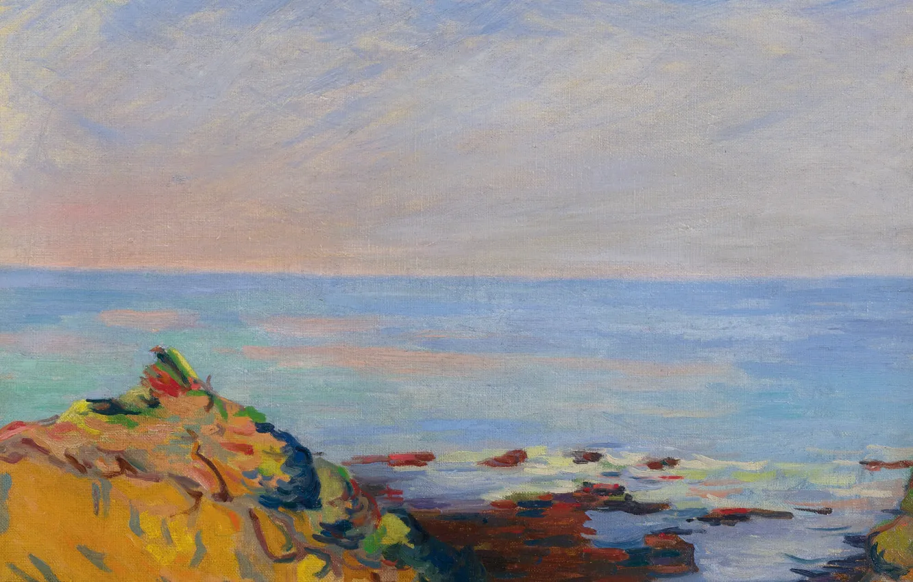 Фото обои море, пейзаж, картина, Арман Гийомен, Armand Guillaumin, Сен-Пале. Морское Побережье