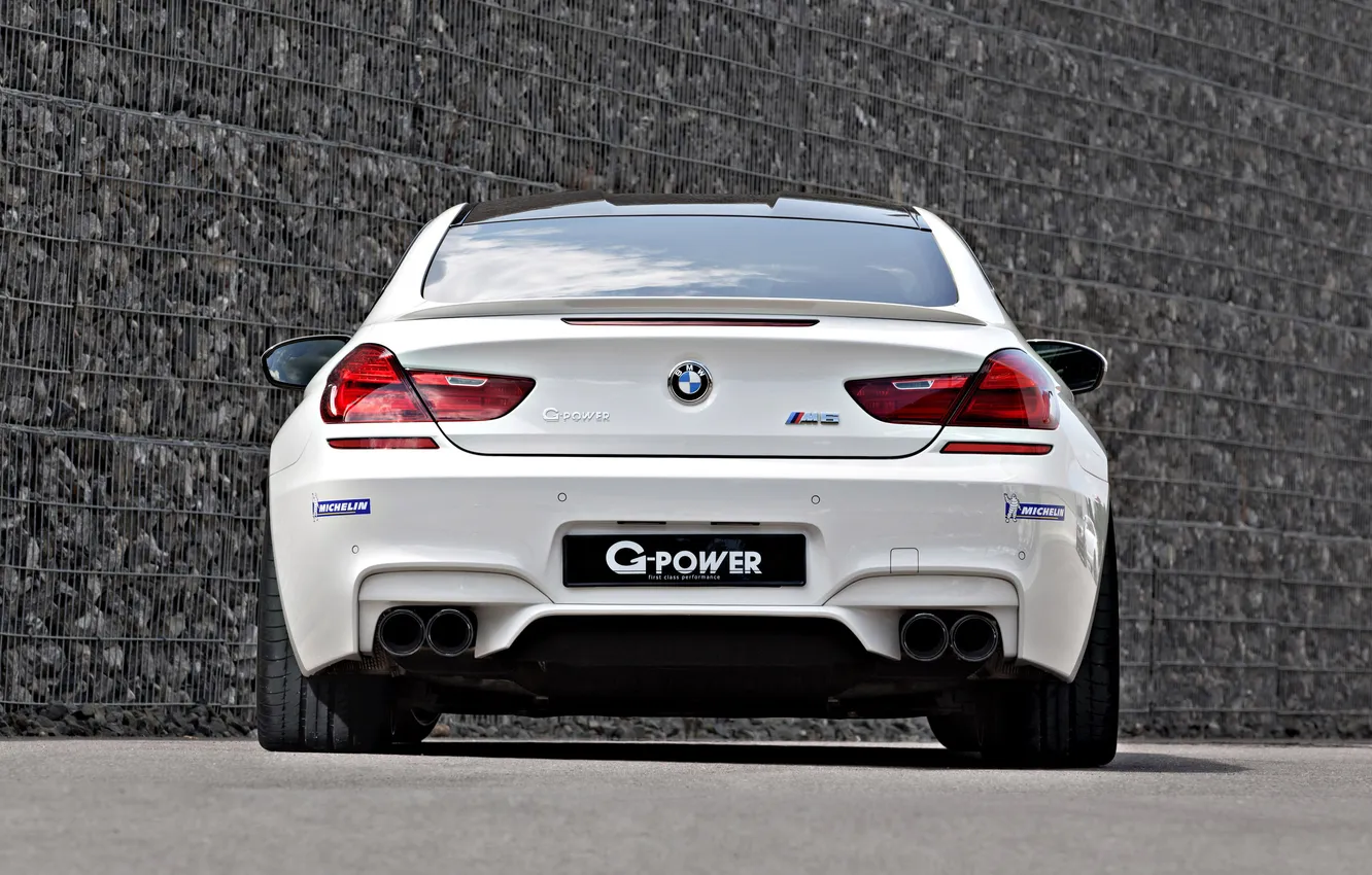 Фото обои BMW, white, tuning, coupe, g-power, back, f13