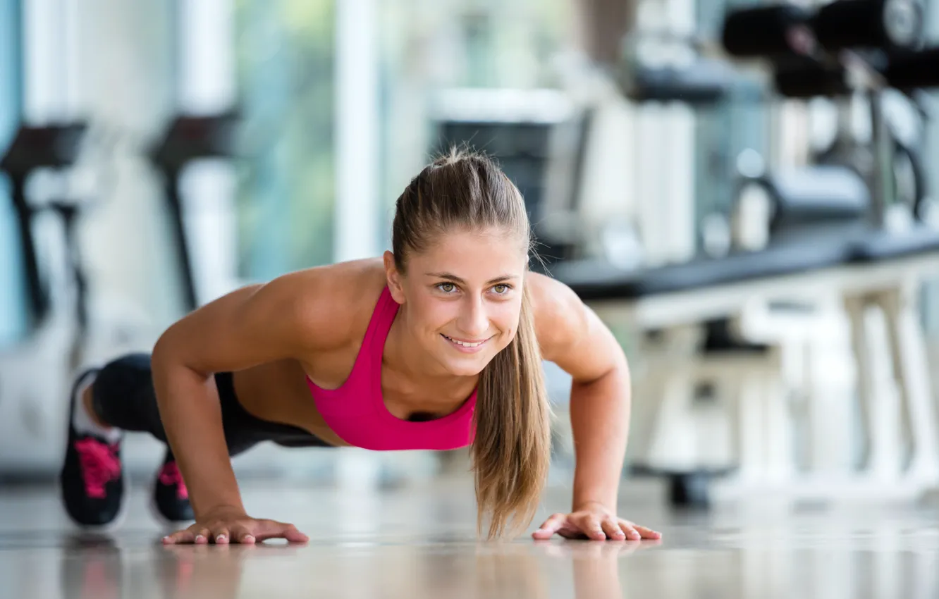 Фото обои woman, workout, fitness, pushups