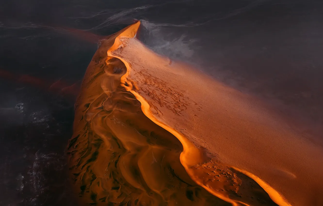 Фото обои песок, барханы, туман, пустыня, высота