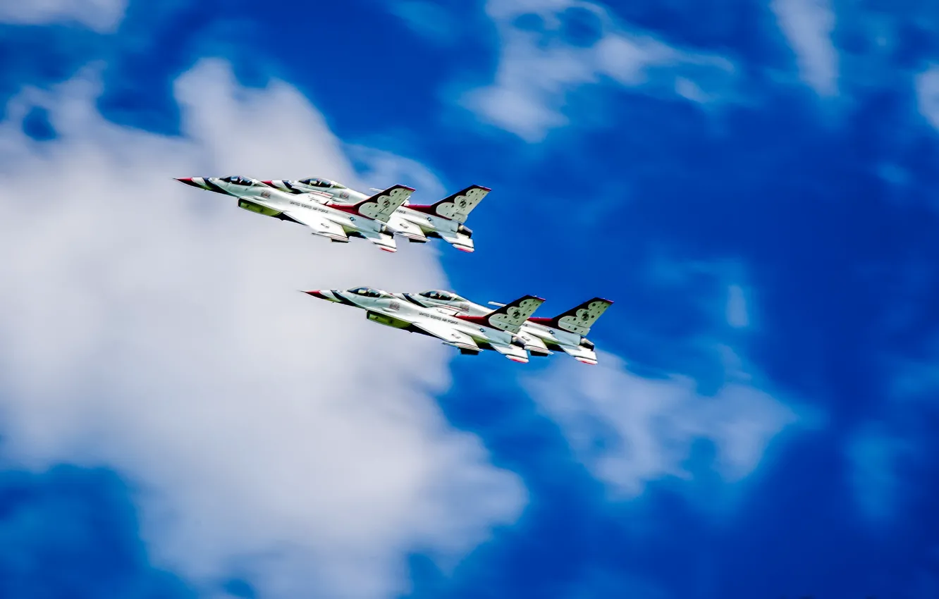 Фото обои небо, самолёты, Thunderbirds perform
