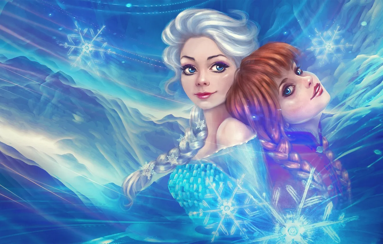 Фото обои Frozen, Anna, Elsa, Холодное сердце
