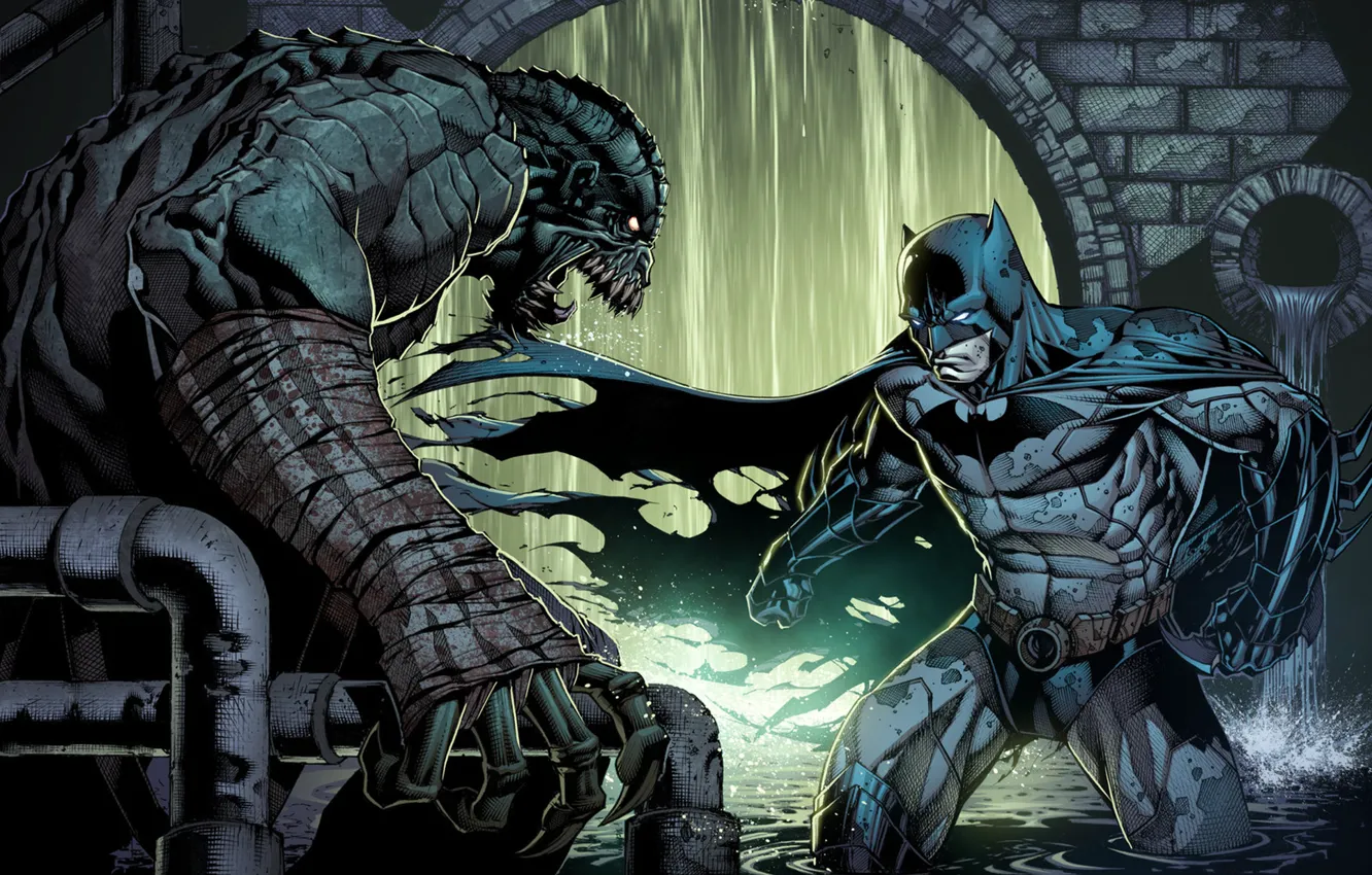 Фото обои batman, DC Comics, arkham, bruce wayne, Killer Croc