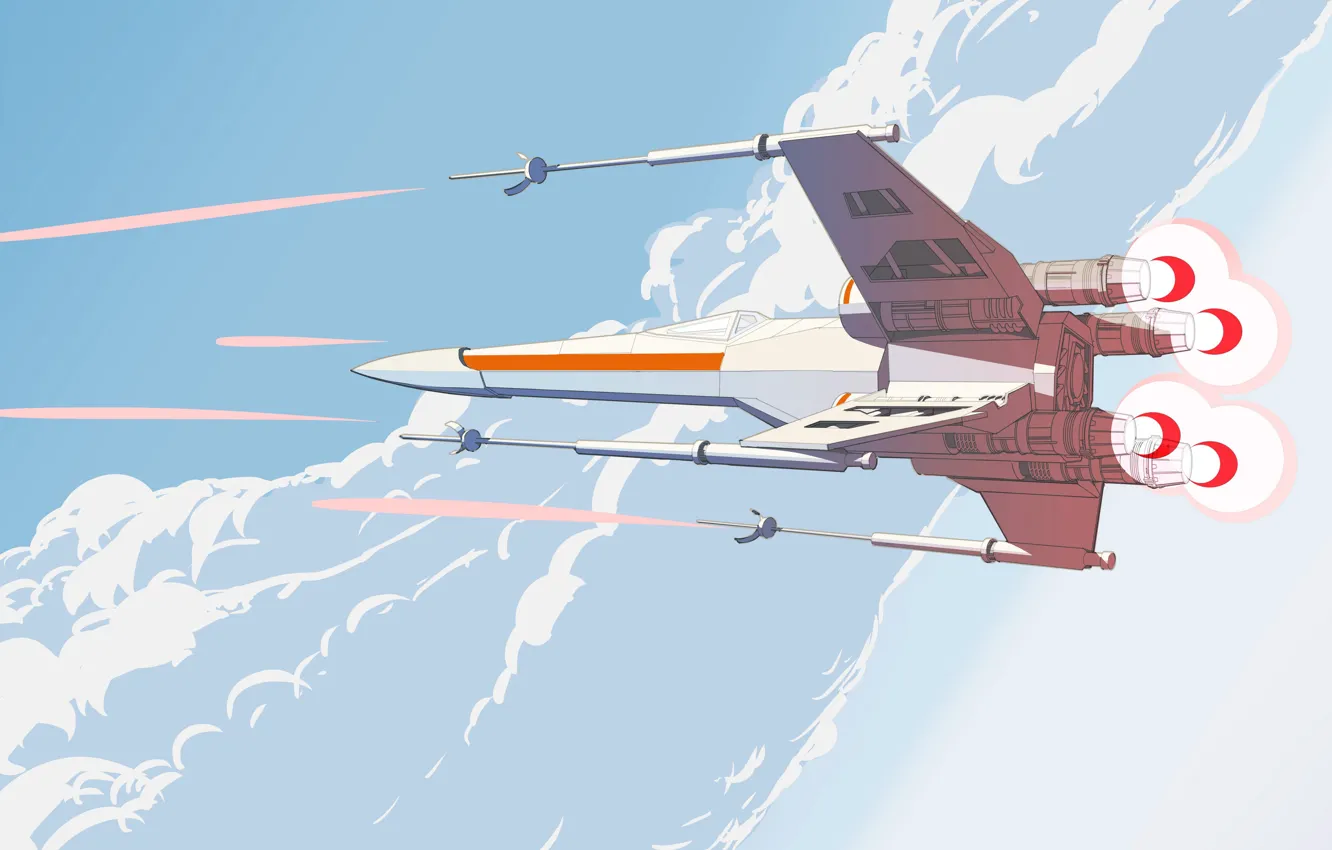 Фото обои Минимализм, Истребитель, Star Wars, Истребители, X-Wing, Science Fiction, X-wing, Transport & Vehicles