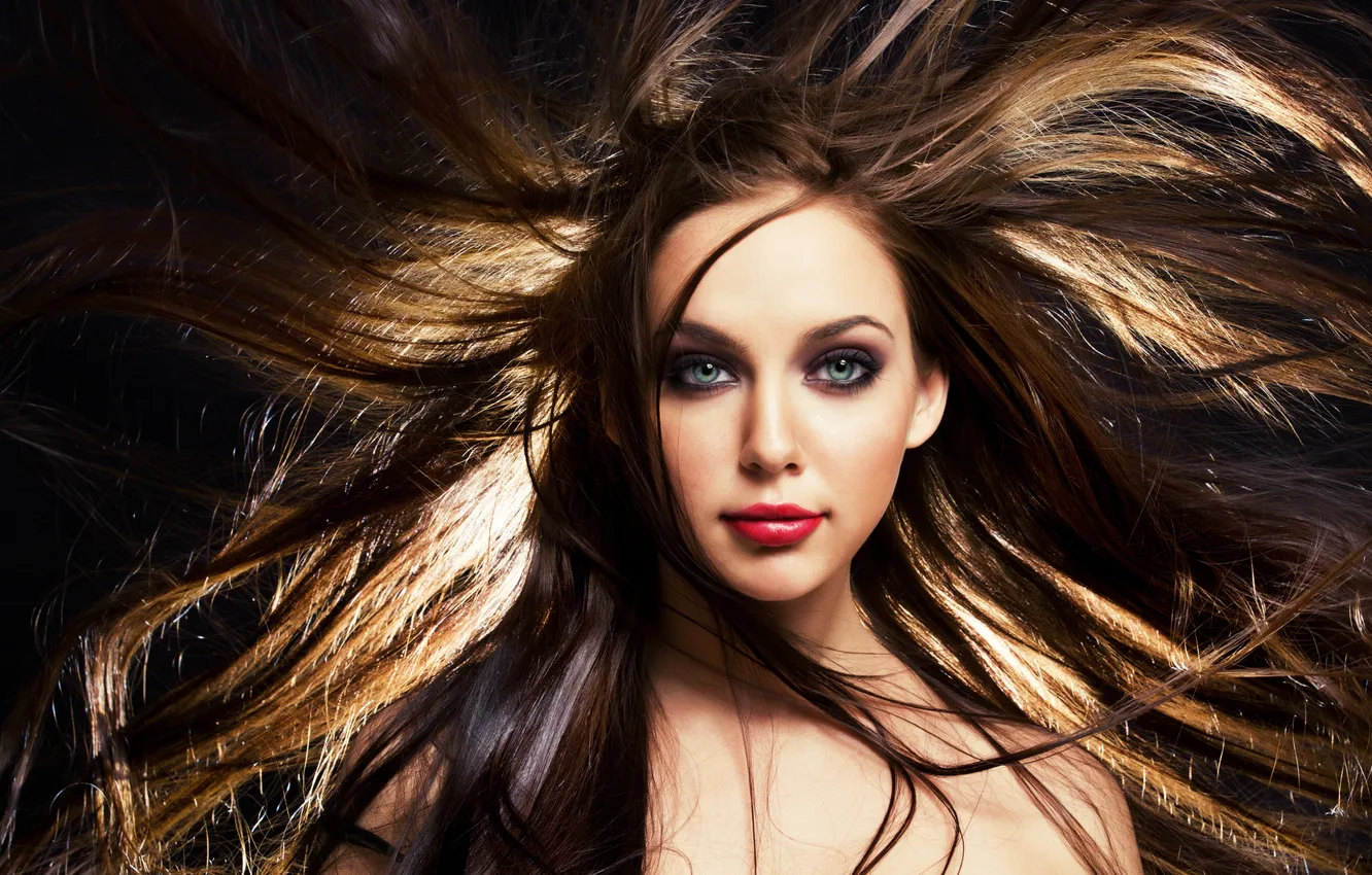 Фото обои girl, fashion, eyes, glamour, face, hair, female, elegance