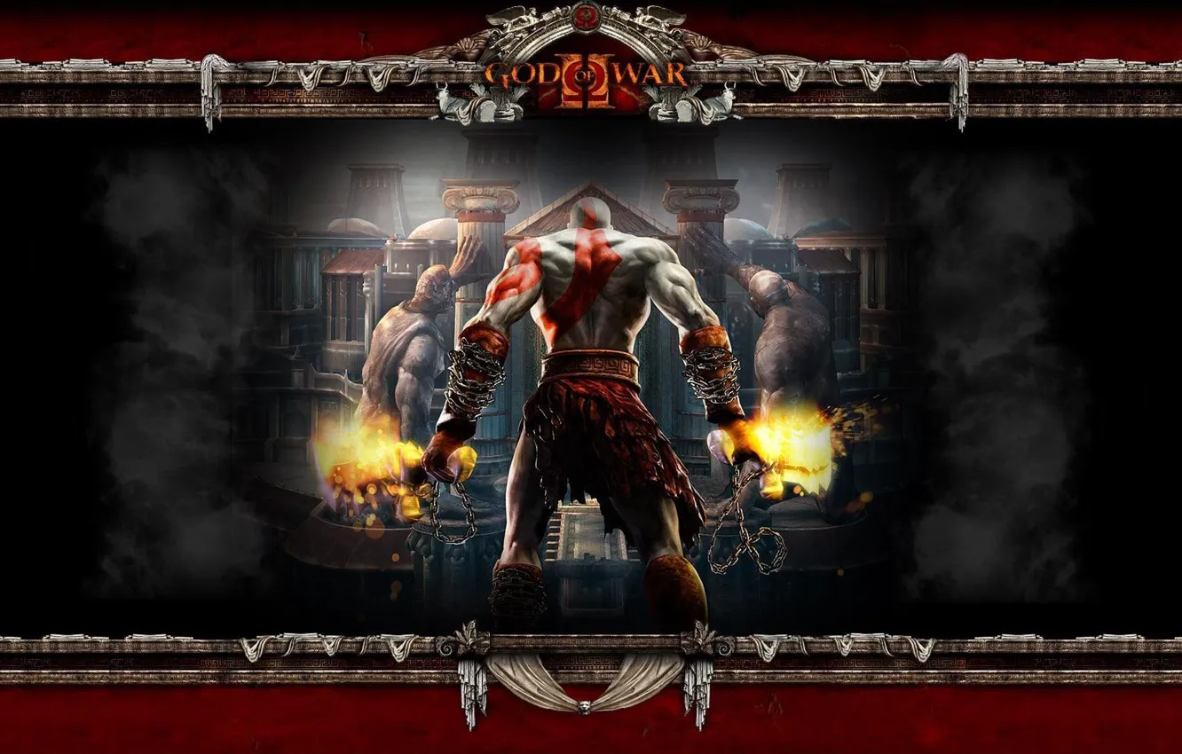 Фото обои fire, flame, sword, demigod, soldier, Kratos, God of War, general
