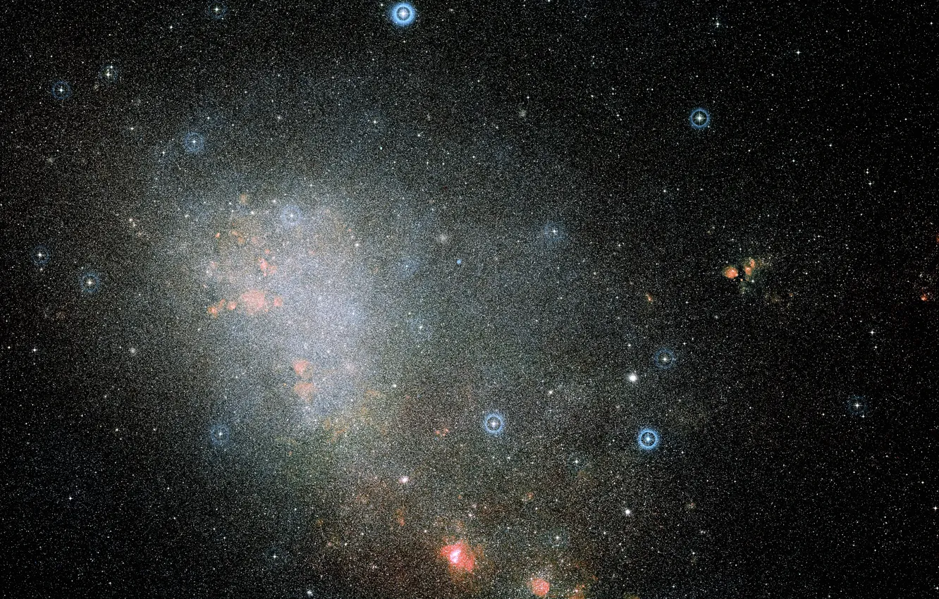 Фото обои NGC 346, Small Magellanic Cloud galaxy, Digitized Sky Survey 2