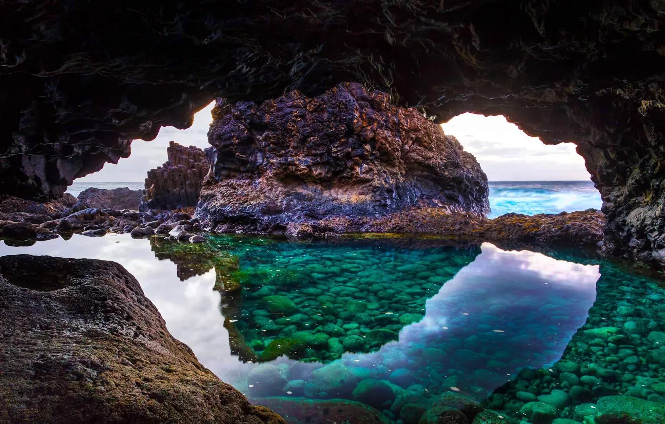 Фото обои скалы, камень, пещера, Испания, Канарские острова, остров Эль Йерро