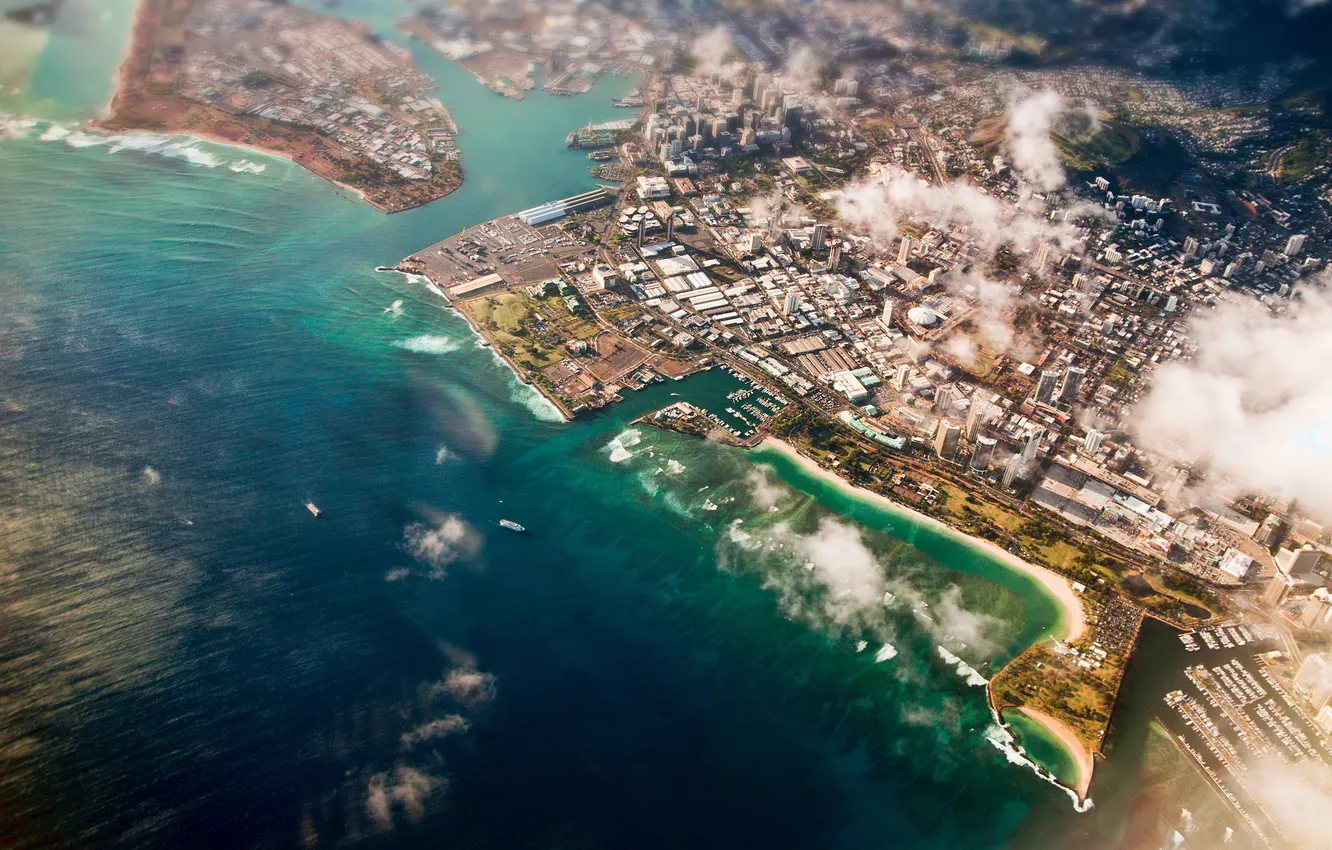 Фото обои city, ocean, water, Honolulu