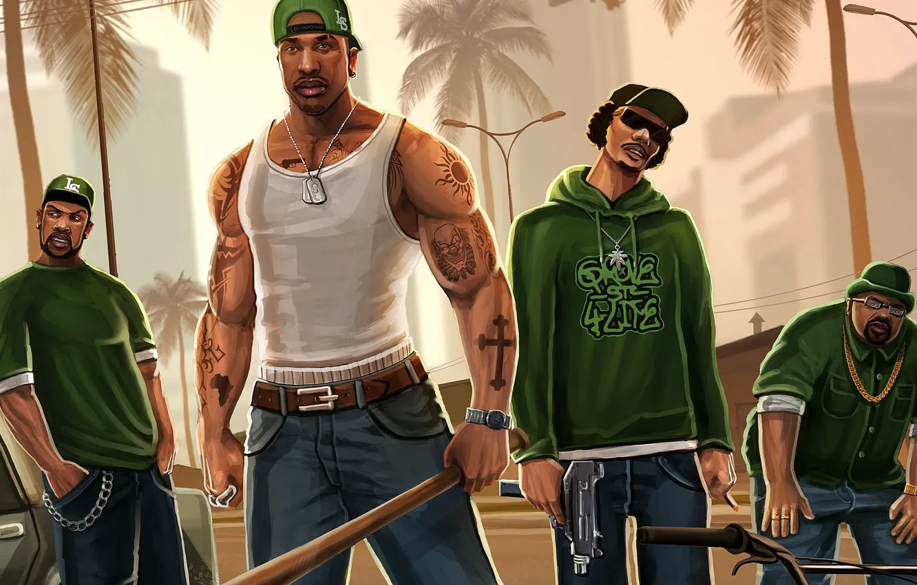 Фото обои банда, криминал, gta, San Andreas, Grand theft auto, сиджей