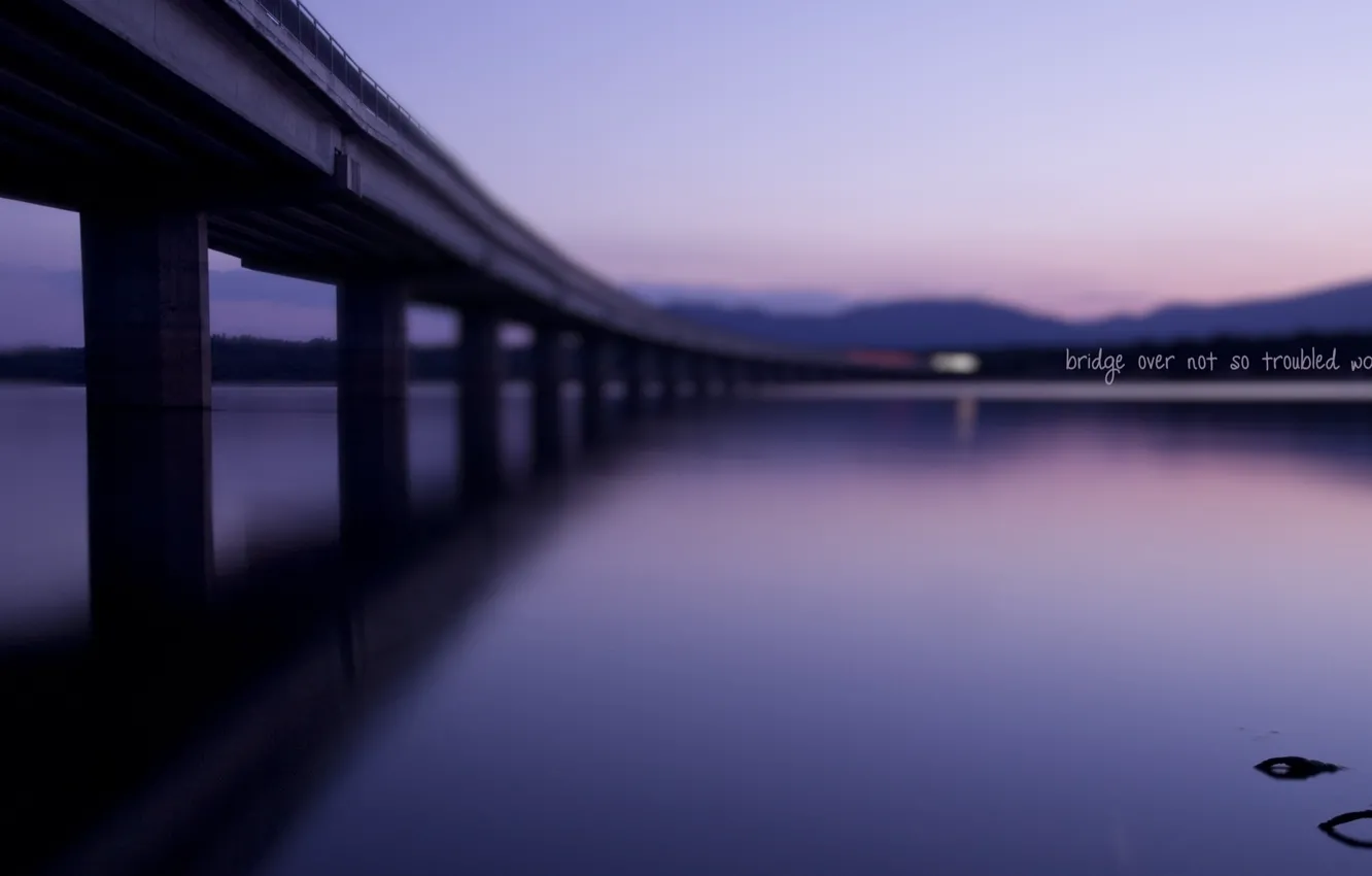 Фото обои дорога, вода, мост, вечер