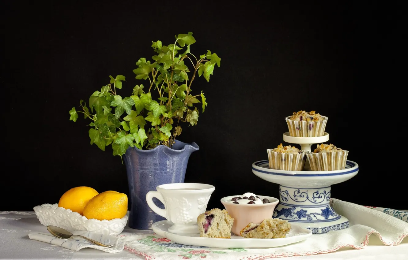 Фото обои еда, лемон, натюрморт, кексы