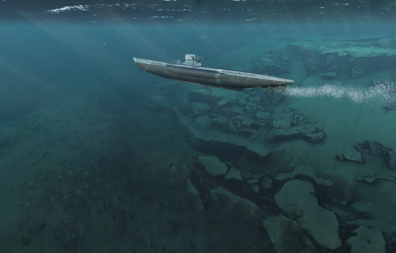 Фото обои Германия, Вторая Мировая война, Подводная лодка U-69 на глубине