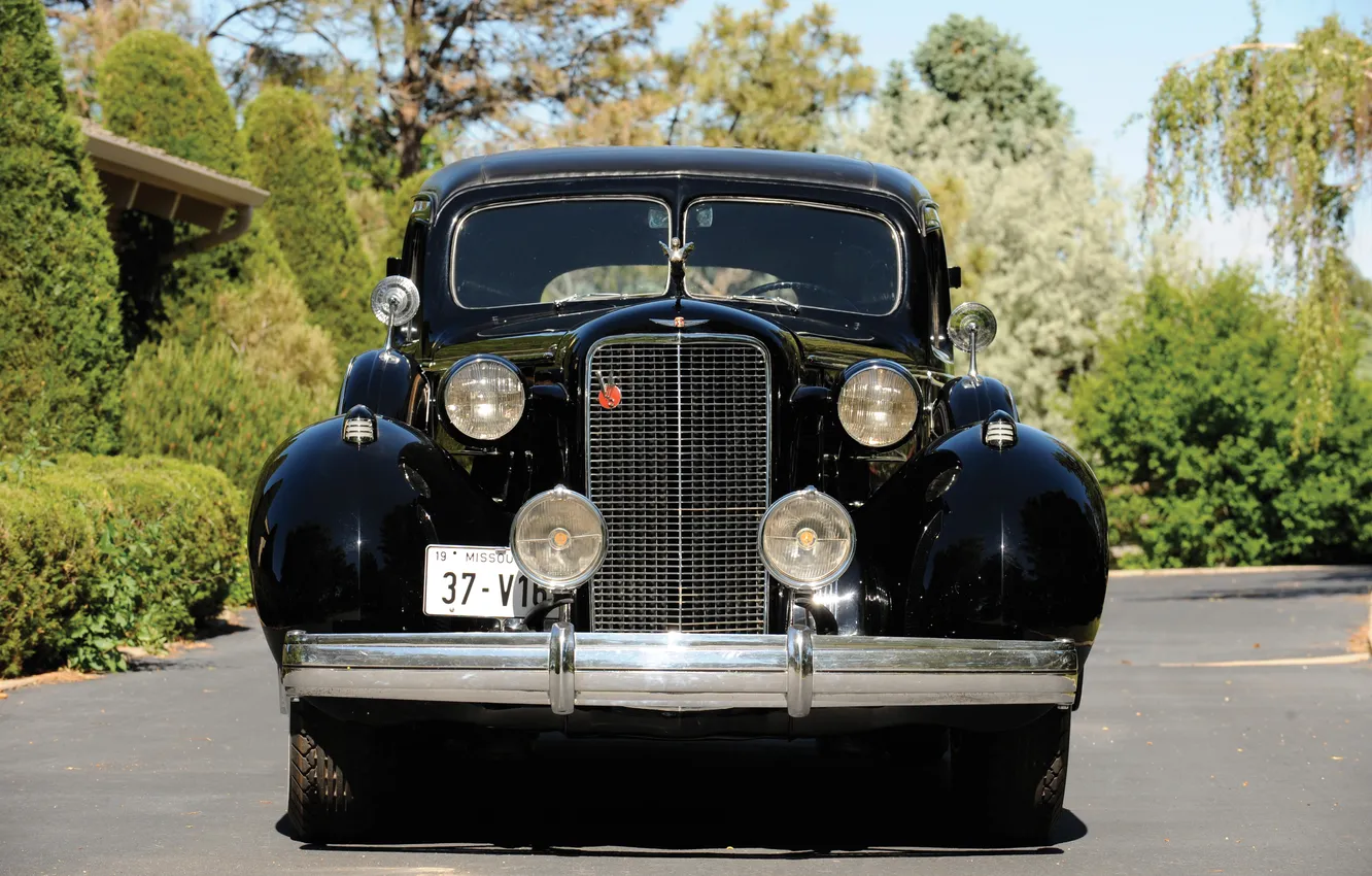 Фото обои Cadillac, вид спереди, ретро автомобили, 1937, Custom, by Fleetwood, retro cars, Cadillac V16 Series 90
