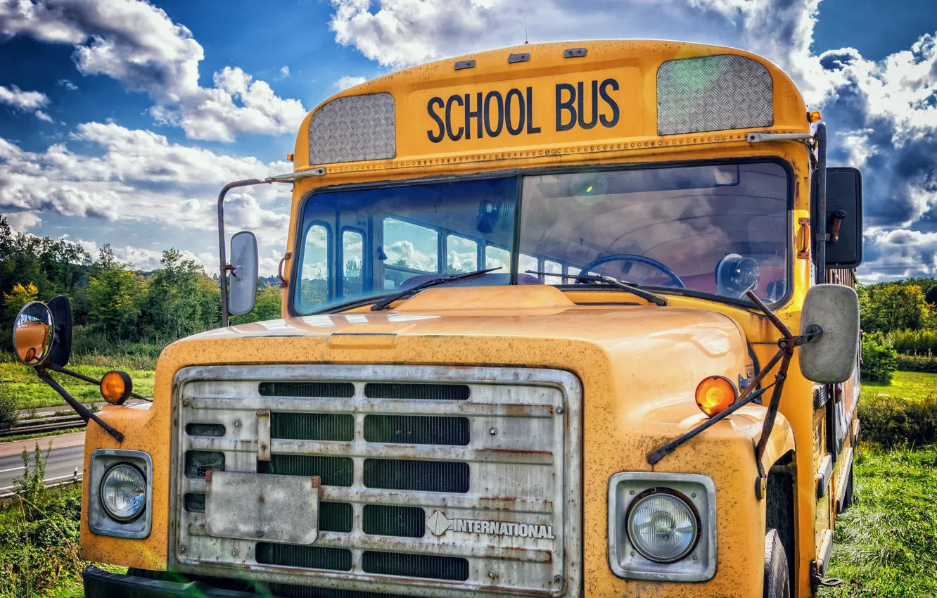Фото обои hdr, сша, usa, high resolution, школьный автобус, school bus, ultra hd
