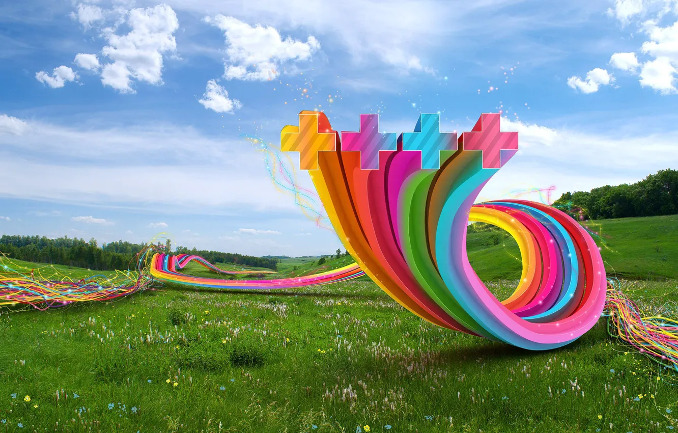 Фото обои поле, трава, растительность, долина, плюс, Field of art