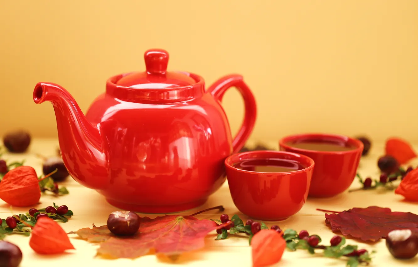 Фото обои осень, листья, настроение, чай