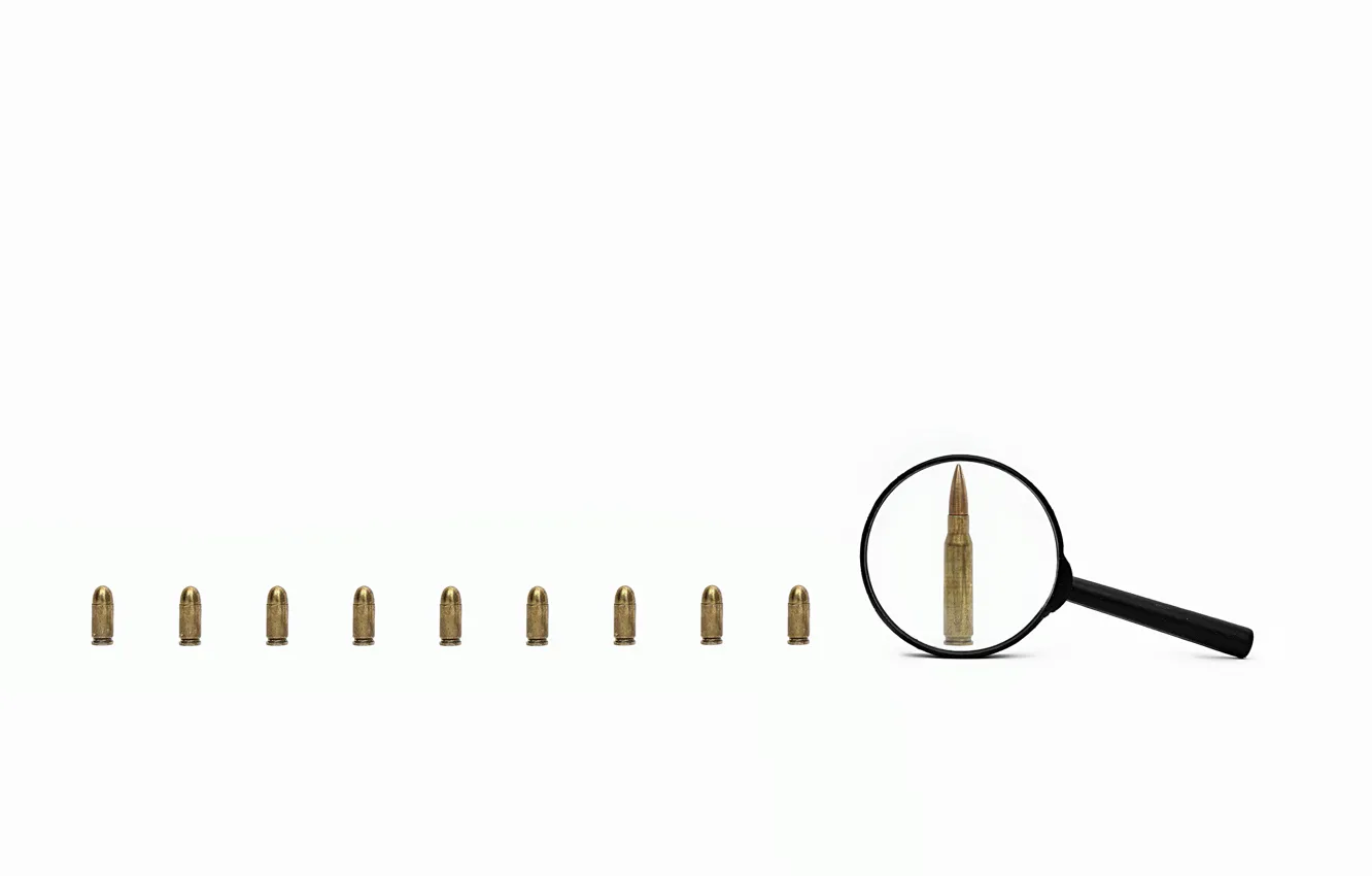 Фото обои фон, патроны, лупа