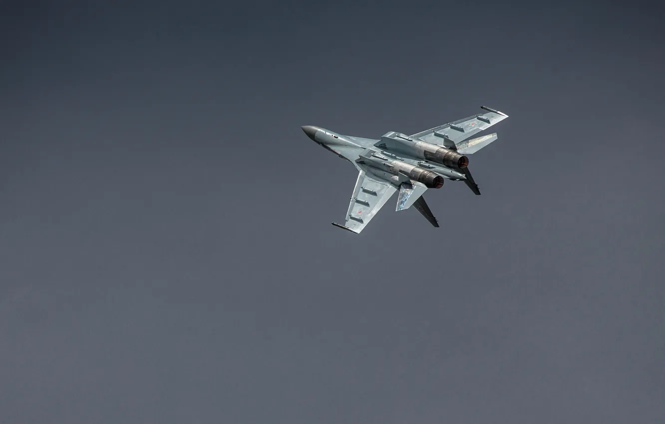Фото обои полет, истребитель, Су-35, реактивный, многоцелевой, сверхманевренный