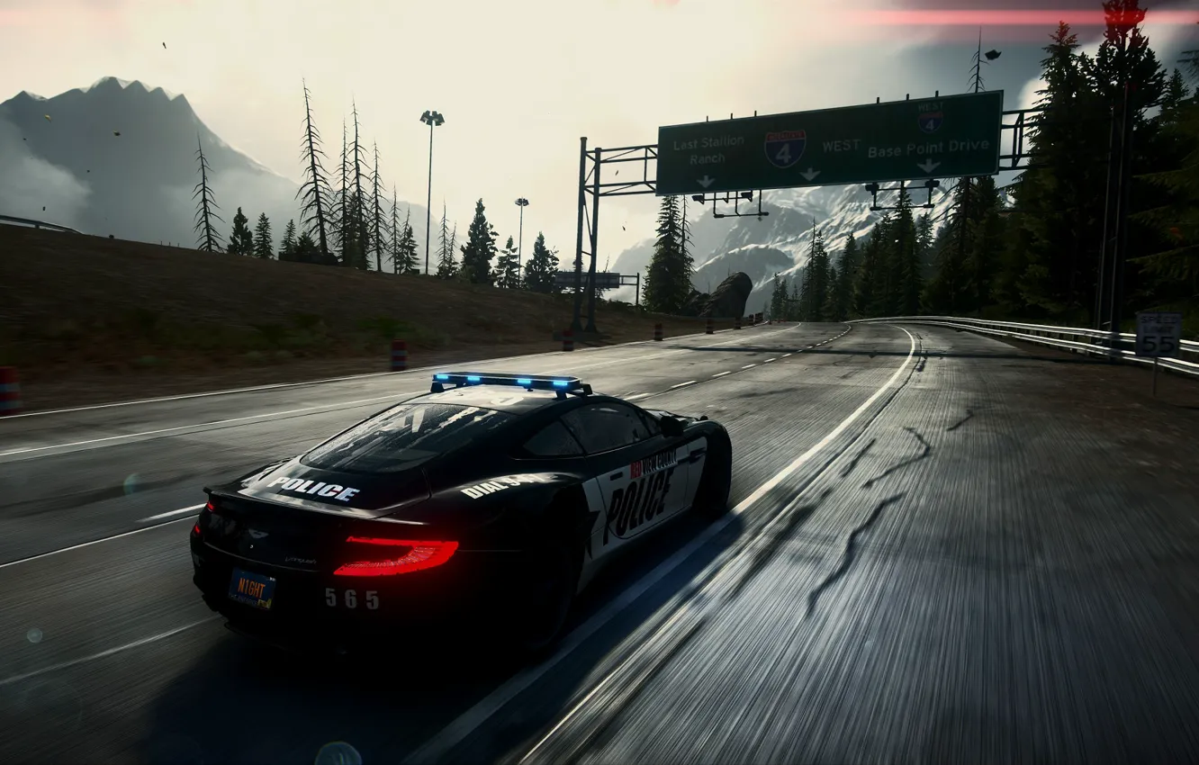 Фото обои car, need for speed, aston martin, cop, video game, vanquish, rivals