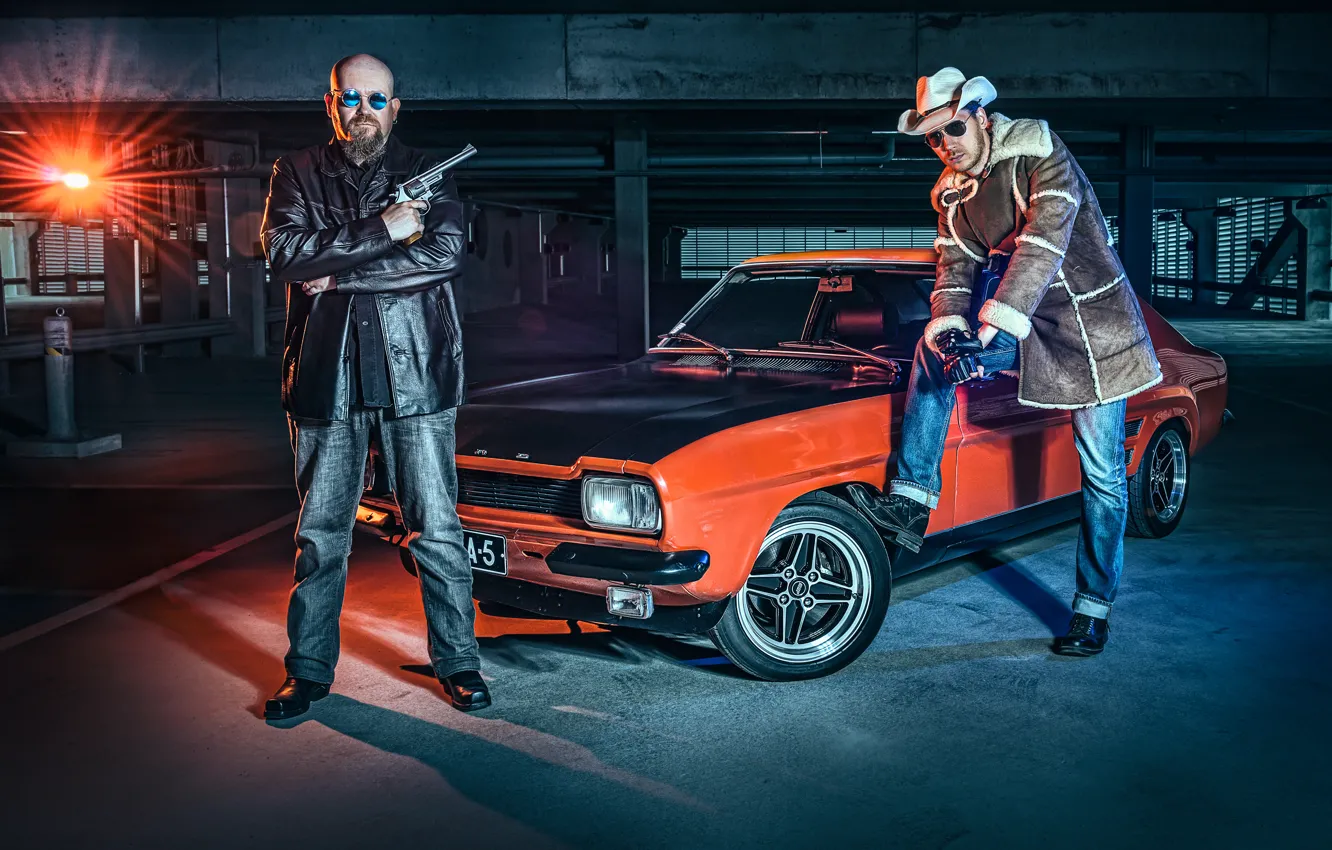 Фото обои машина, авто, оружие, парковка, револьвер, Lauri Koponen, Ford Capri, Petri Damsten