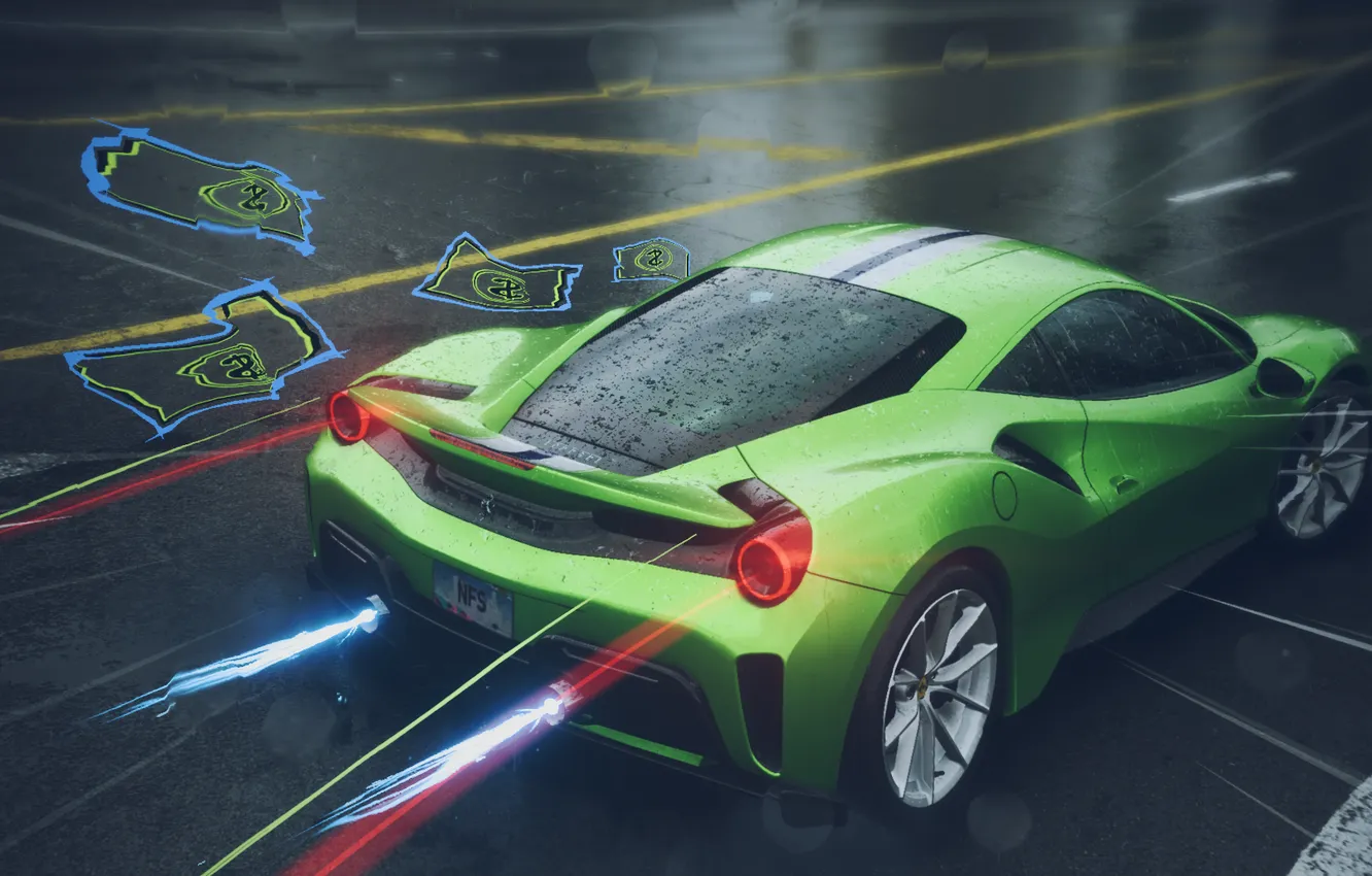 Фото обои Феррари, Ferrari, Ферари, NFS, Need For Speed, Жажда скорости, 488, Ferrari 488