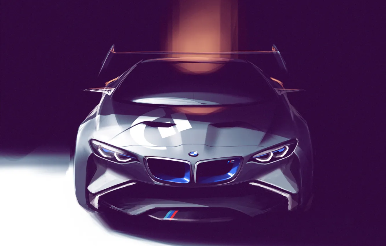 Фото обои рисунок, BMW, арт, Vision, front, Concept Car, race car, Gran Turismo