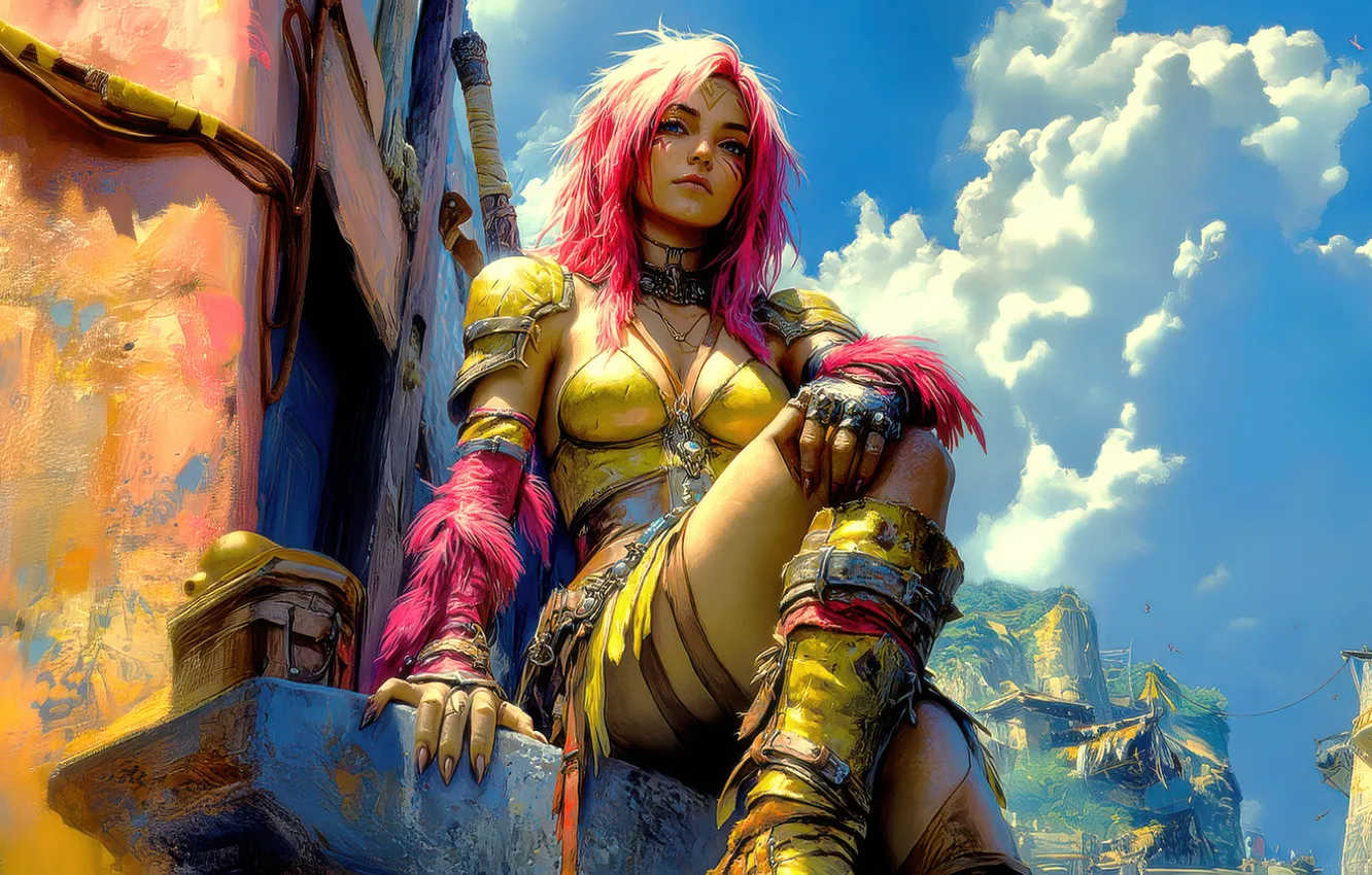 Фото обои girl, fantasy, savage, ai art