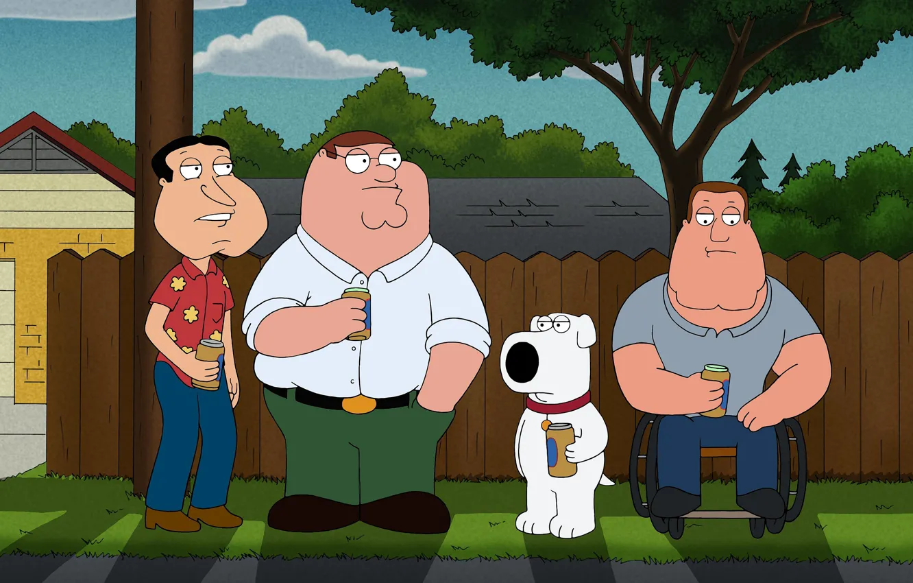 Фото обои Гриффины, Family Guy, Peter, Джо, Joe, Glenn, Peter Griffin, Brian Griffin