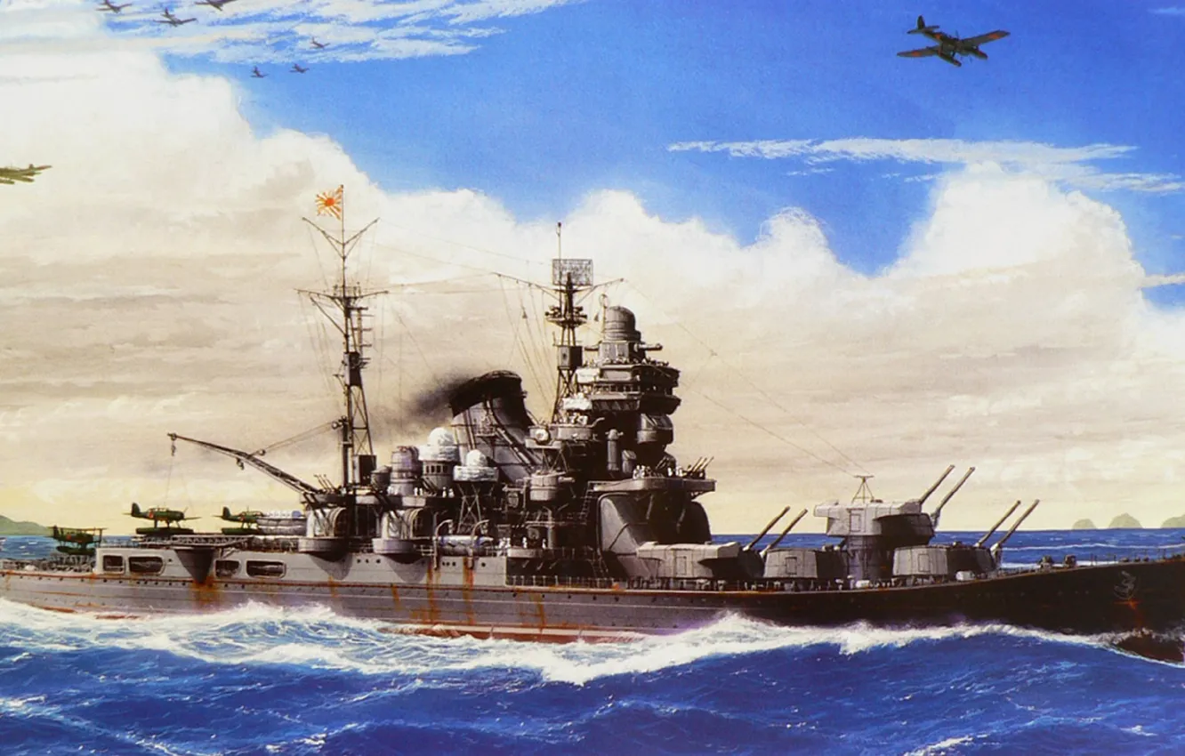 Фото обои корабль, арт, флот, военный, крейсер, японский, cruiser, WW2