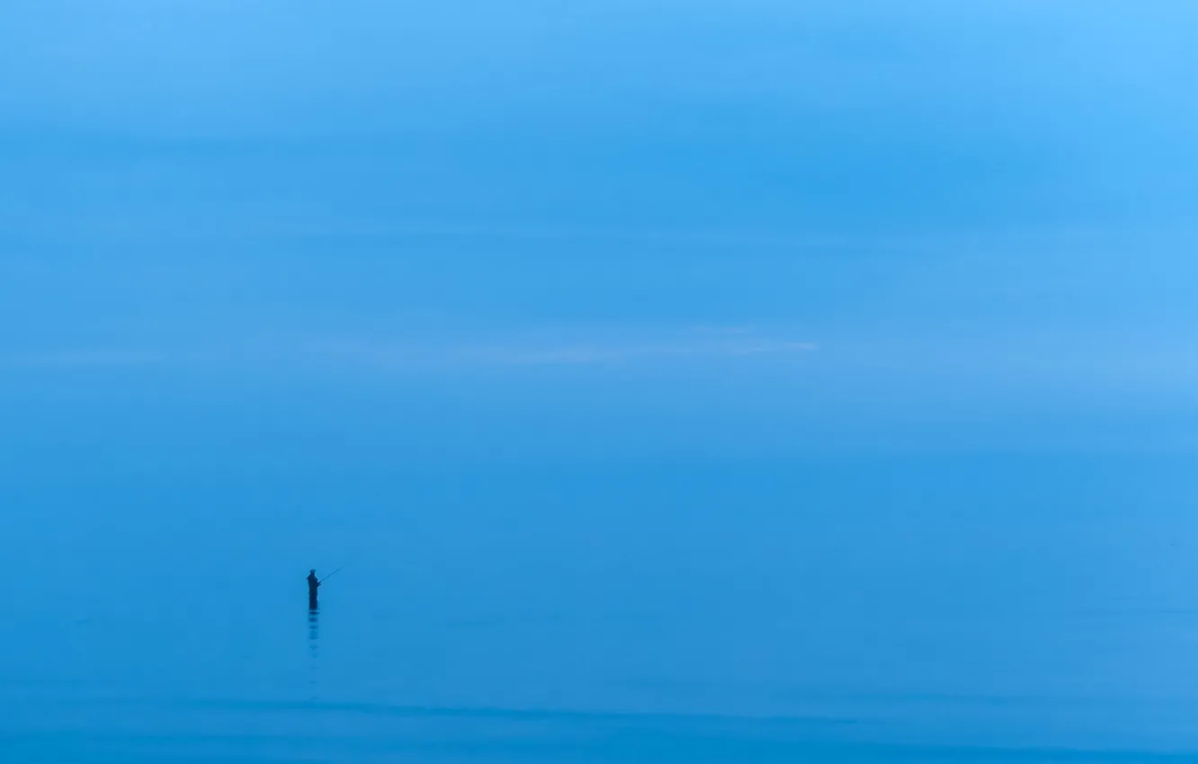 Фото обои море, человек, минимализм