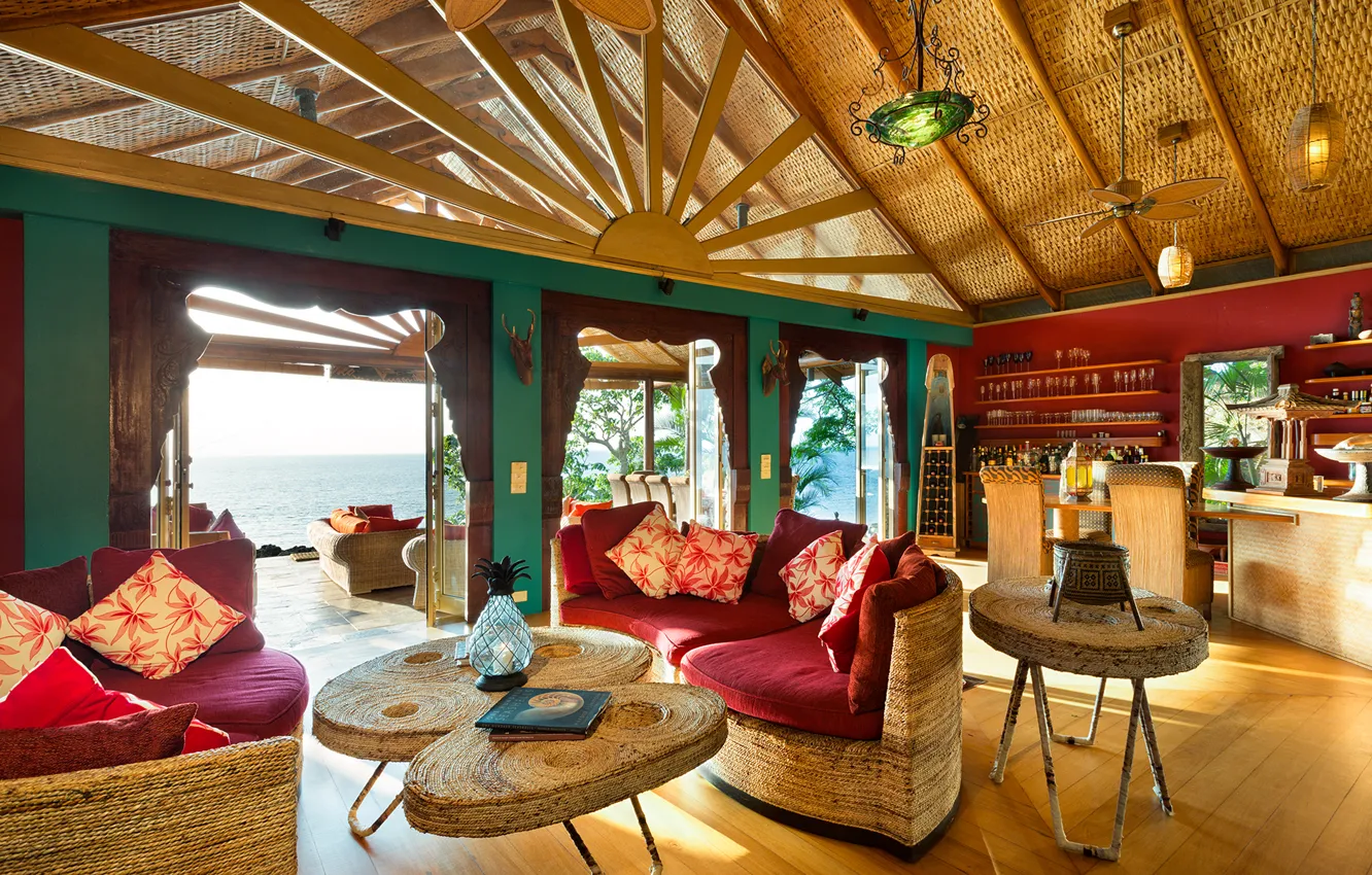 Фото обои pacific ocean, living room, fiji, luxury