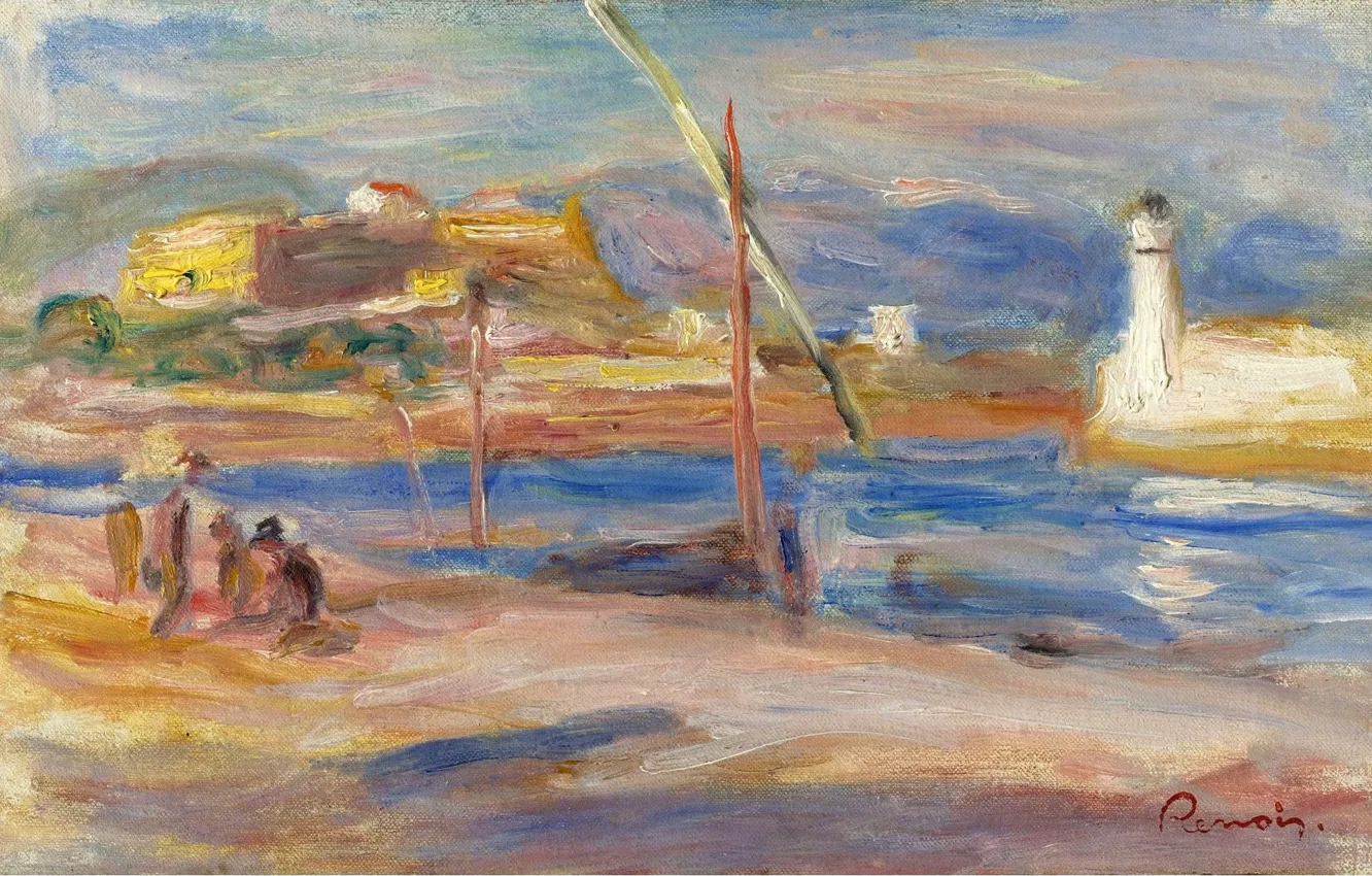 Фото обои пейзаж, картина, 1916, Пьер Огюст Ренуар, Pierre Auguste Renoir, Форт Карре. Антиб