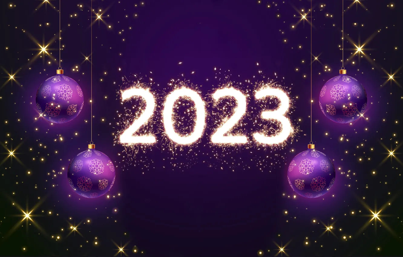 Фото обои шары, салют, Новый Год, цифры, happy, balls, New Year, fireworks