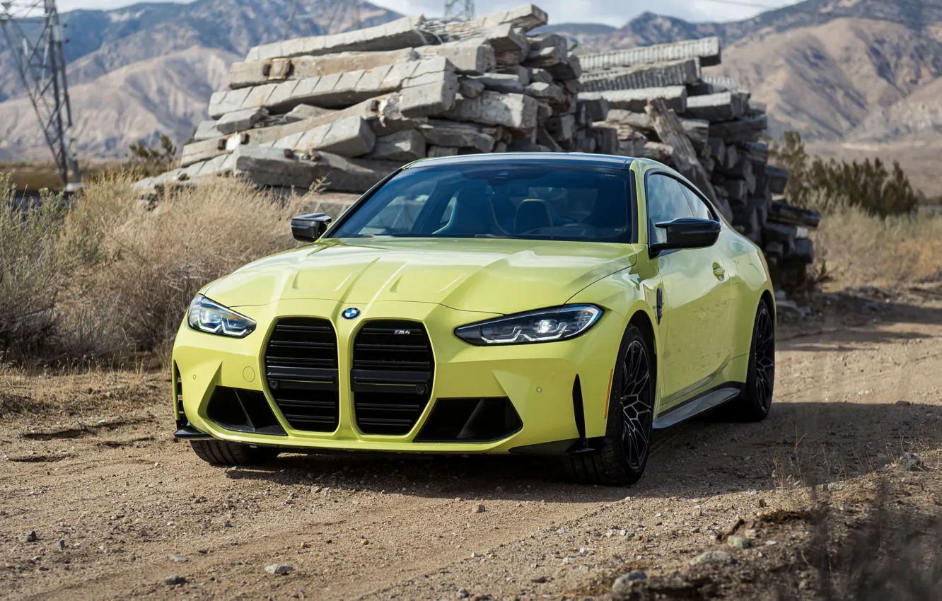 Фото обои горы, столбы, бмв, BMW, BMW M4, 2021