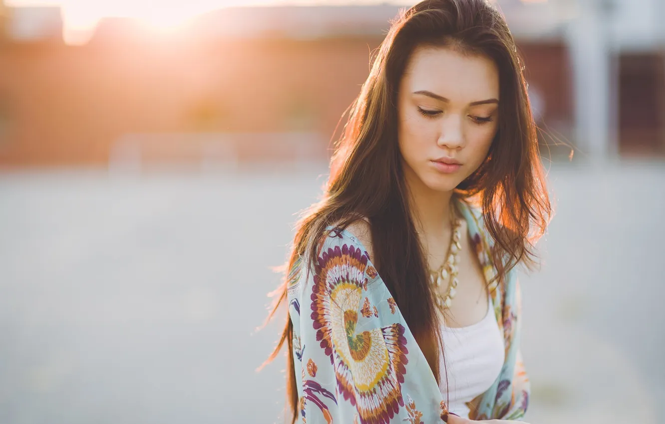 Фото обои девушка, портрет, шатенка