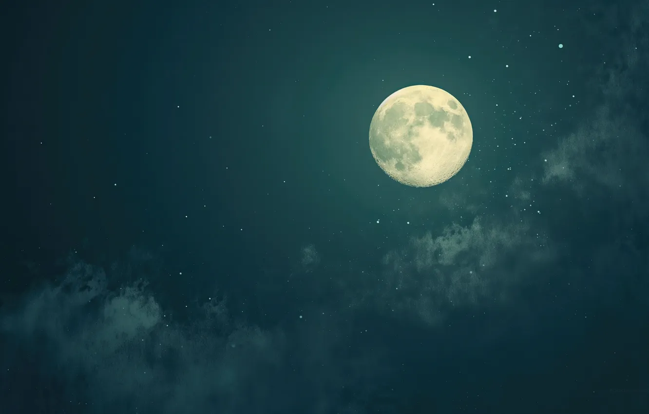 Фото обои moon, landscape, night, stars
