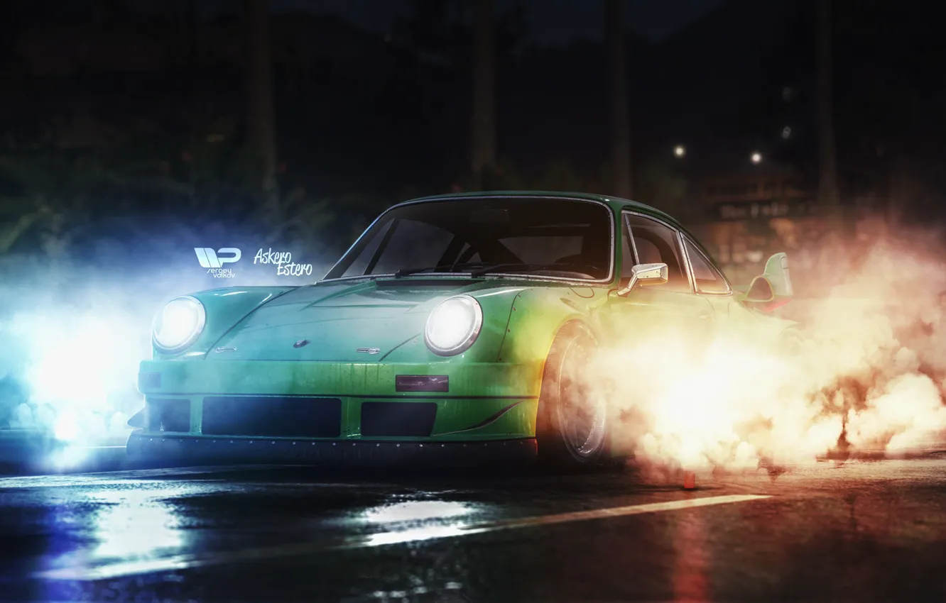 Фото обои Авто, 911, Porsche, Дым, Машина, Porsche 911, Рендеринг, Concept Art