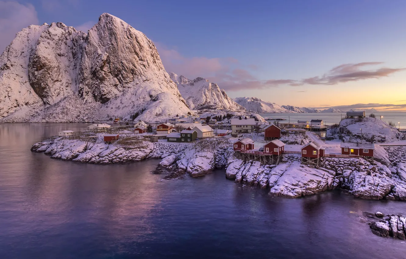 Фото обои зима, небо, облака, снег, пейзаж, горы, природа, скалы