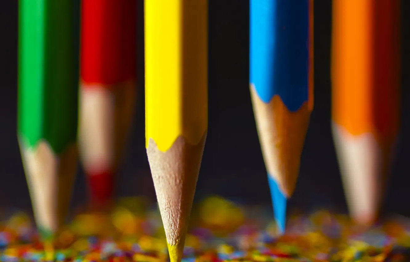 Фото обои Red, Blue, Yellow, Colored, pencil