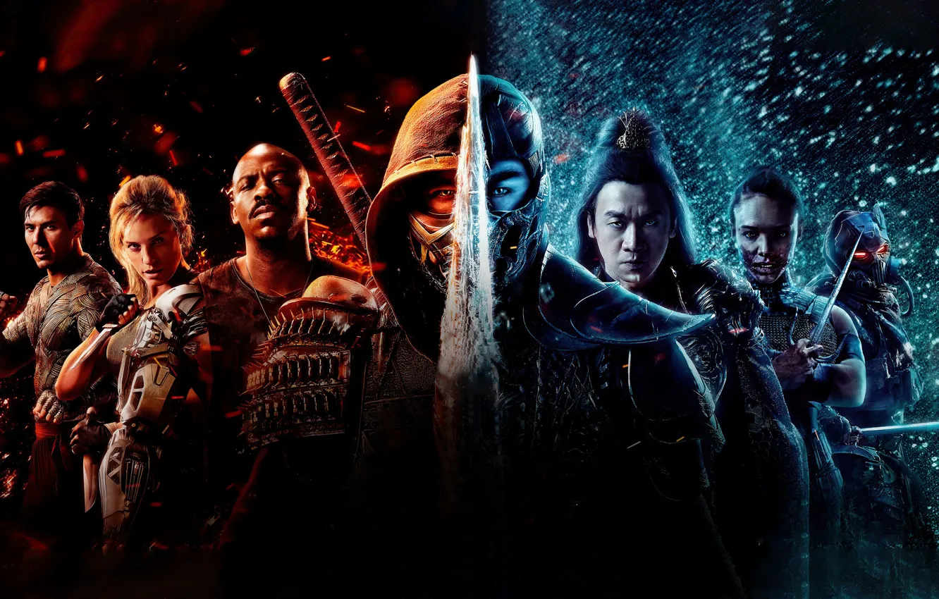 Фото обои оружие, фильм, постер, бойцы, Mortal Kombat, Мортал Комбат, 2021