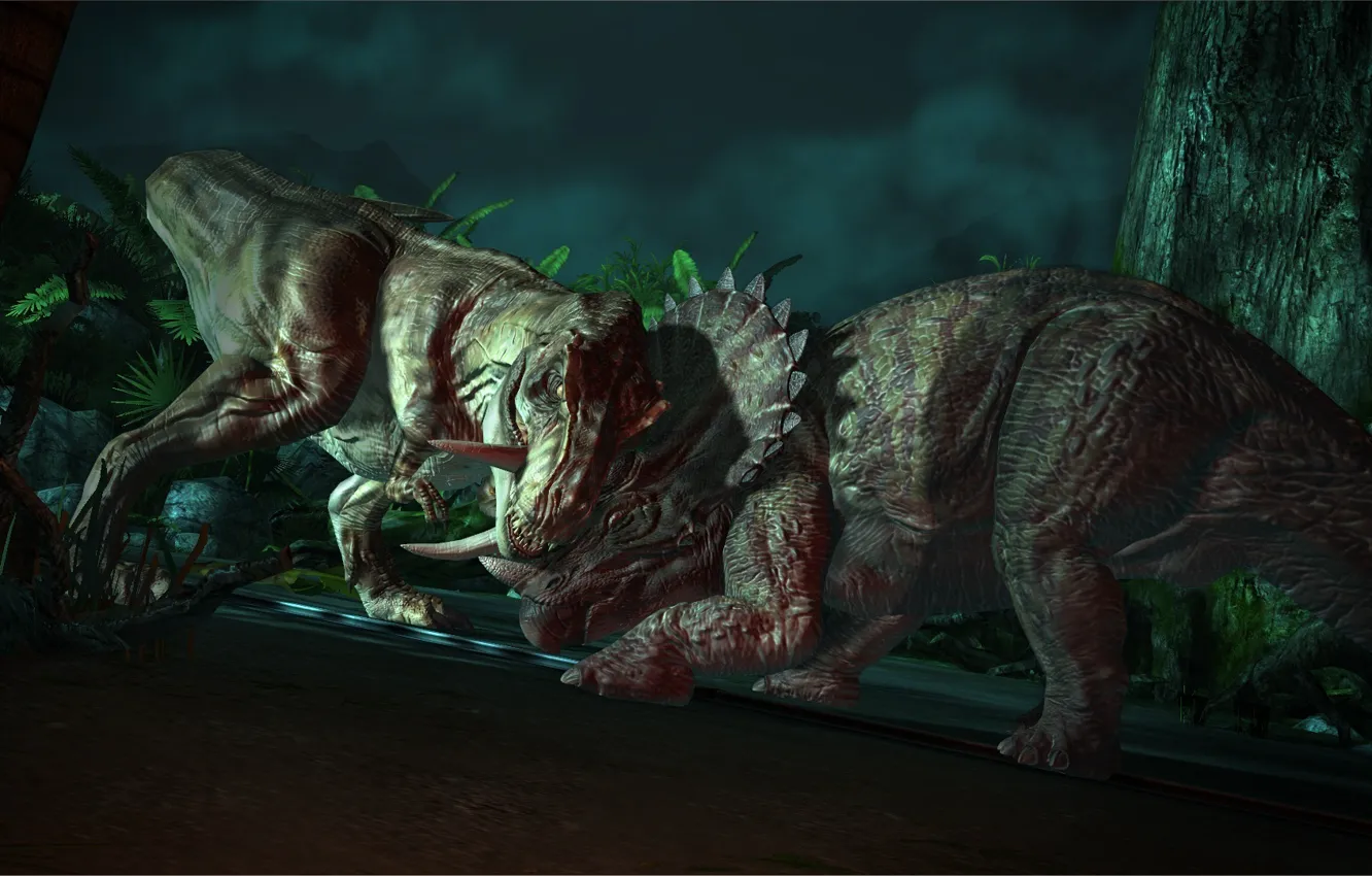 Фото обои бой, динозавры, Парк Юрского периода, Jurassic Park The Game
