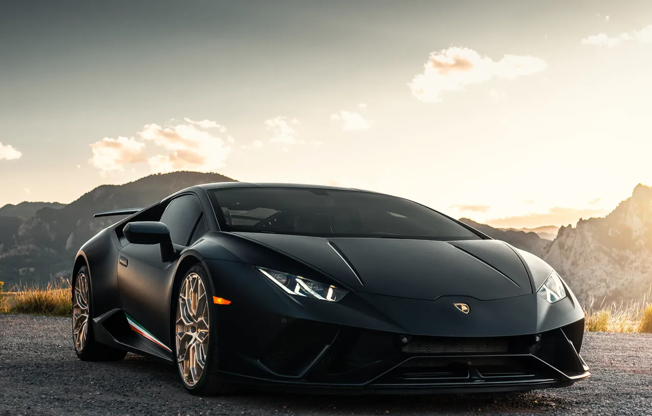 Фото обои закат, Lamborghini, суперкар, Performante, Huracan, 2019, by Mark Hambach
