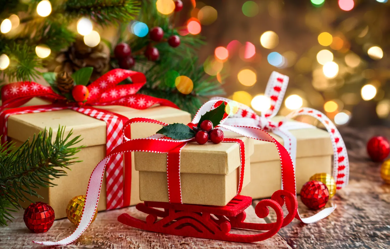 Фото обои украшения, Новый Год, Рождество, Christmas, decoration, gifts, Merry