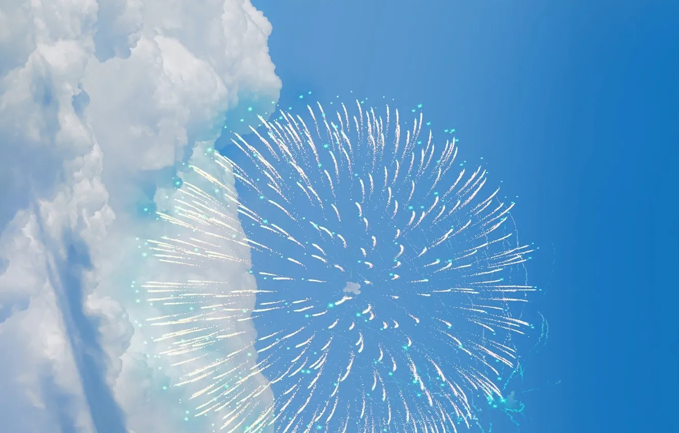 Фото обои небо, облака, салют