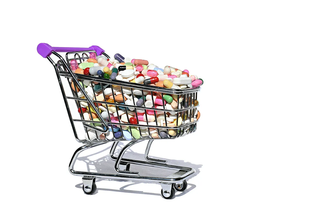 Фото обои cart, shopping, health, medicine, drugs, pills, hypochondria